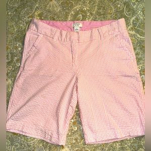 Crown‎ & Ivy Women's Cotton Shorts Pink White Seersucker Striped Plus - Size 4